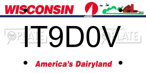 IT9D0V Wisconsin License Plate