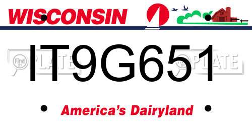 IT9G651 Wisconsin License Plate