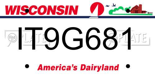 IT9G681 Wisconsin License Plate
