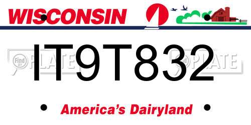 IT9T832 Wisconsin License Plate
