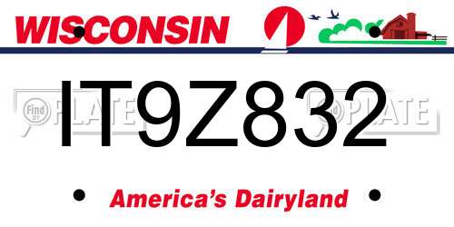 IT9Z832 Wisconsin License Plate