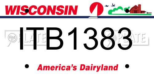 ITB1383 Wisconsin License Plate