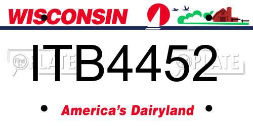 ITB4452 Wisconsin License Plate