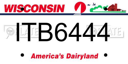 ITB6444 Wisconsin License Plate