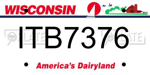ITB7376 Wisconsin License Plate