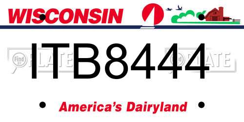 ITB8444 Wisconsin License Plate
