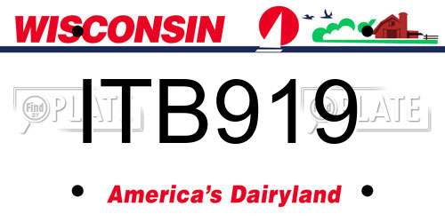 ITB919 Wisconsin License Plate
