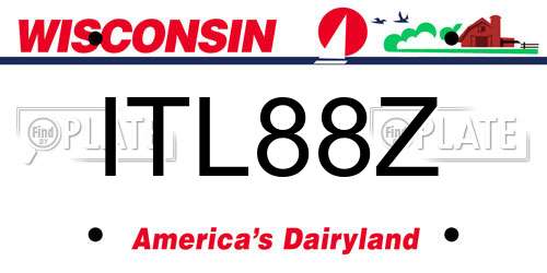 ITL88Z Wisconsin License Plate