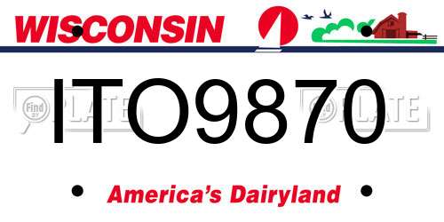 ITO9870 Wisconsin License Plate