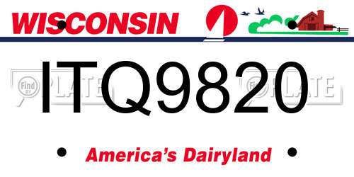ITQ9820 Wisconsin License Plate