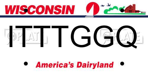 ITTTGGQ Wisconsin License Plate