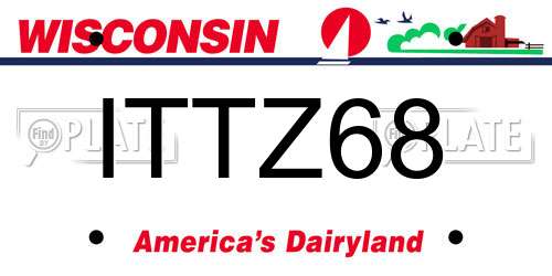 ITTZ68 Wisconsin License Plate