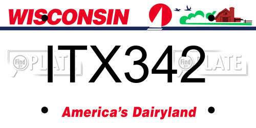 ITX342 Wisconsin License Plate