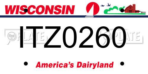 ITZ0260 Wisconsin License Plate