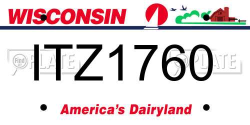 ITZ1760 Wisconsin License Plate