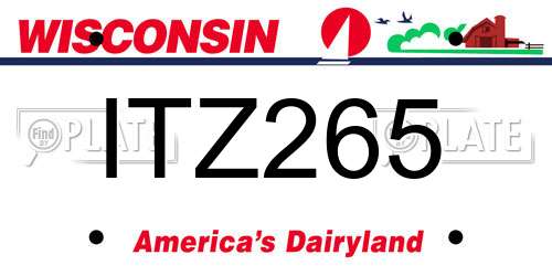 ITZ265 Wisconsin License Plate