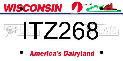 ITZ268 Wisconsin License Plate