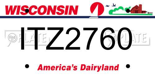 ITZ2760 Wisconsin License Plate