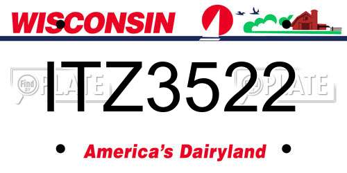 ITZ3522 Wisconsin License Plate