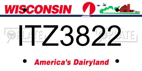 ITZ3822 Wisconsin License Plate