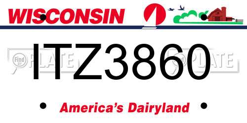 ITZ3860 Wisconsin License Plate