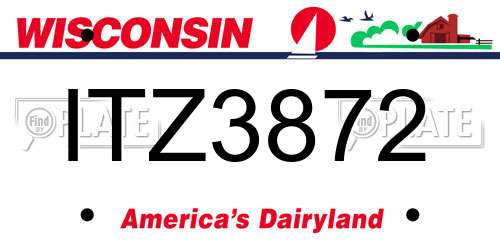 ITZ3872 Wisconsin License Plate