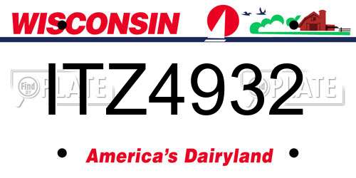 ITZ4932 Wisconsin License Plate