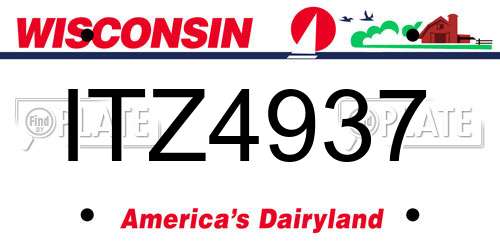 ITZ4937 Wisconsin License Plate