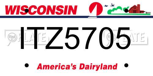 ITZ5705 Wisconsin License Plate