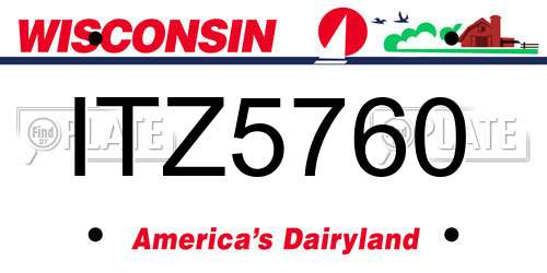 ITZ5760 Wisconsin License Plate