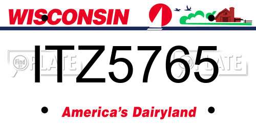 ITZ5765 Wisconsin License Plate