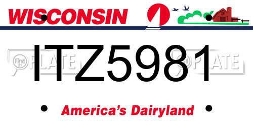 ITZ5981 Wisconsin License Plate