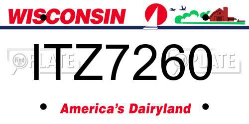 ITZ7260 Wisconsin License Plate