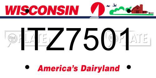 ITZ7501 Wisconsin License Plate