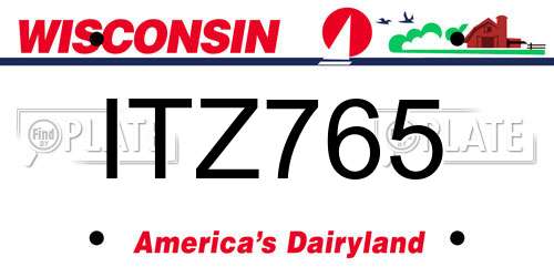 ITZ765 Wisconsin License Plate
