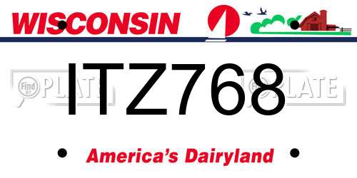 ITZ768 Wisconsin License Plate