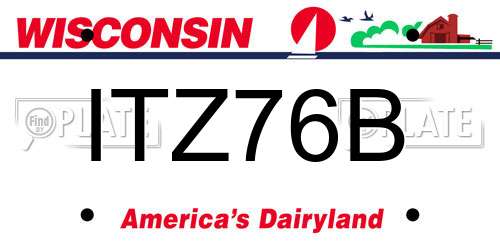 ITZ76B Wisconsin License Plate