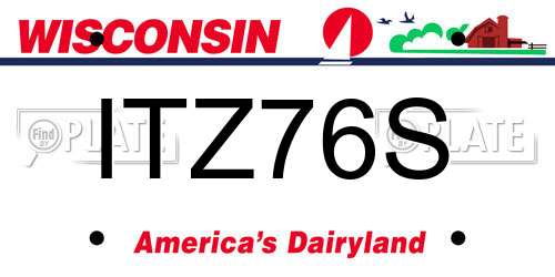 ITZ76S Wisconsin License Plate