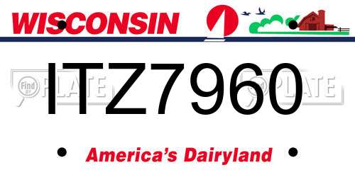 ITZ7960 Wisconsin License Plate