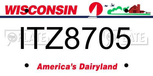 ITZ8705 Wisconsin License Plate