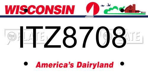 ITZ8708 Wisconsin License Plate