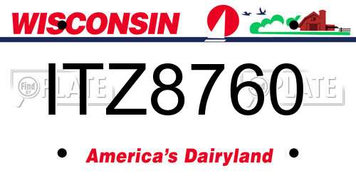 ITZ8760 Wisconsin License Plate