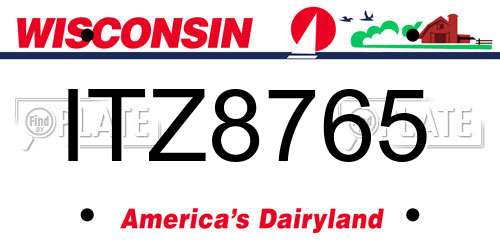 ITZ8765 Wisconsin License Plate