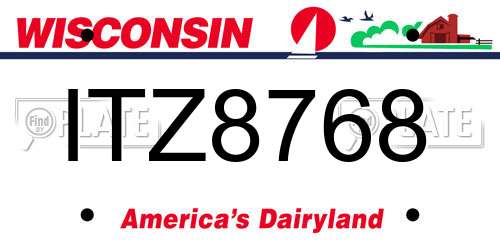 ITZ8768 Wisconsin License Plate