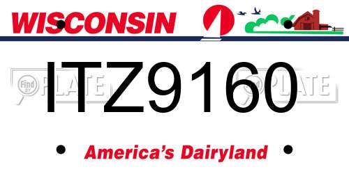 ITZ9160 Wisconsin License Plate