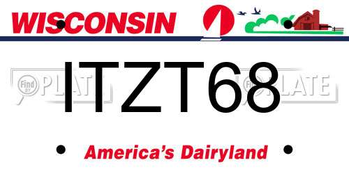 ITZT68 Wisconsin License Plate