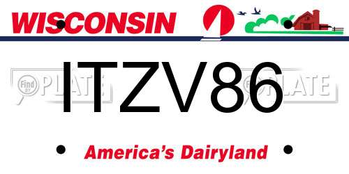 ITZV86 Wisconsin License Plate
