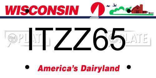 ITZZ65 Wisconsin License Plate