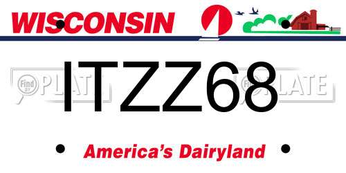 ITZZ68 Wisconsin License Plate