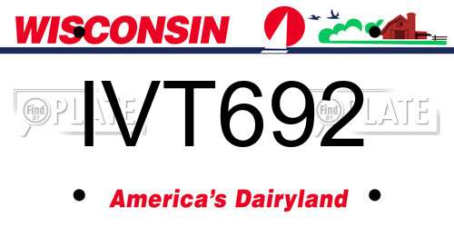 IVT692 Wisconsin License Plate